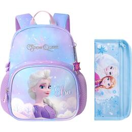 Disney Студенческий рюкзак из полиэстера небольшой разноцветный, Elsa Gradient Purple+Pen Pouch fp8666 | elsa gradient purple+pen pouch