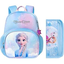 Disney Студенческий рюкзак из полиэстера небольшой разноцветный, Elsa Gradient Blue+Pen Pouch fp8666 | elsa gradient blue+pen pouch