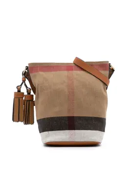 Burberry 2000-2017 Mini Mega Check Canvas Ashby Tassel bucket bag 31902365