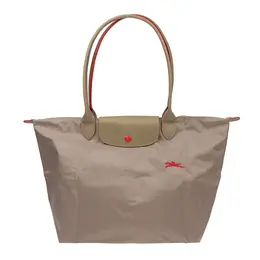 Longchamp Сумка-торба Le Pliage Club из коровьей кожи и парусины с аппликацией, Light Brown Milk Tea 1899619p18 | light brown milk tea