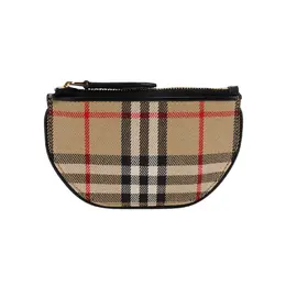Burberry Олимпия Хлопковая с телячьей кожей Полумесяц Сумка Клатч Кошелек Мешочек для хранения Монетница Унисекс Хаки 80450311