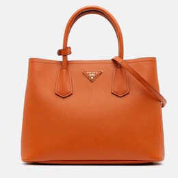 Prada Orange Medium Saffiano Cuir Double Satchel 1208887