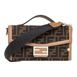 Fendi Сумка-сумка-багет багажник текстильная кожаная наплечная сумка через плечо мужская коричневая 7va565-afbv-f1hrm