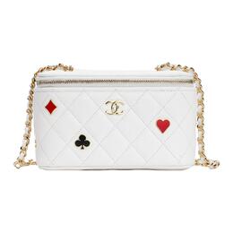 Chanel Сумка-коробка из личи зернистой телячьей кожи косметичка через плечо средний размер женская белая ap3079-b09768-10601