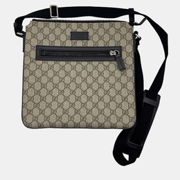 Gucci GG supreme monogram black leather messenger bag 1213088