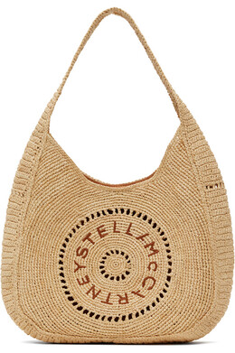 Логотип рафия средняя бесформенная сумка-тоут Stella McCartney, цвет natural 252471f048000 | natural