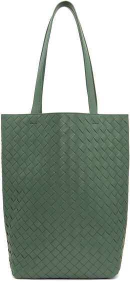 Зеленая маленькая сумка-тоут Intrecciato Bottega Veneta 14764971 | aloe/silver