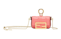 Fendi Багетный овечий кошелек для монет Миниатюрный женский плечевой рюкзак Ультраминиатюрная женская сумка через плечо Розовый 7as045-ampk-f1k3c