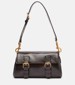Сумка через плечо из кожи с эффектом крокодила Dries Van Noten, темно-коричневый p01054866 | dark brown