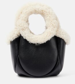 Сумка-ведро Swipe Mini из кожи с отделкой из искусственного меха Coperni, Black-White p00936496 | black-white