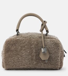 Сумка-тоут из овчины с кожаной отделкой Brunello Cucinelli, коричневый p00992991 | brown