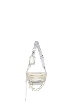 Серебряная сумка-двойник на длинном ремешке Steve Madden, серебряный n39-403 | silver