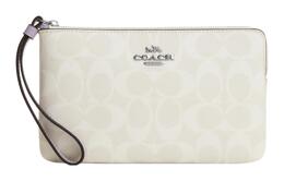 Coach Женская белая клатч-кошелек с угловой молнией из гладкой кожи и прорезиненной ткани 6648-svvvj
