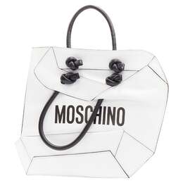 Москино Кутюр Оптикл 2D Плоская шоппинг-сумка Кожаный клатч Moschino, белый 8641555431484 | white