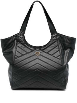 Шевронная стеганая сумка-тоут из коровьей кожи Pinko, черный 8585708372028 | black