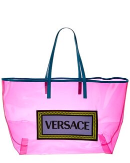 Винтажная сумка-шоппер Versace 90-х с логотипом из винила, розовый 8441050923068 | pink