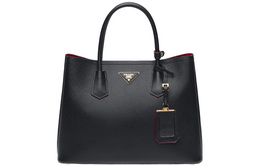 Prada Двойная кожаная сумка среднего размера женская черная 1bg775-2a4a-f0lj4-v-ooo