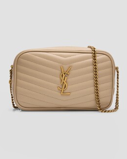Сумка для фотокамеры Lou Mini YSL из гладкой стеганой кожи Saint Laurent, цвет Dark Beige prod266480090 | dark beige