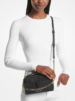 Сумка через плечо из сафьяновой кожи с двойной молнией Michael Kors Jet Set, черный 35f2gttc2l | black