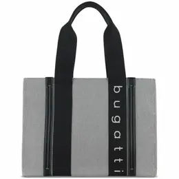 Сумка тоут Bugatti, фактура гладкая, серо-черный 102666100918