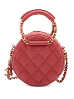 Chanel 2019 Quilted Caviar Round Woven Chain Top Handle Bag satchel 32553793
