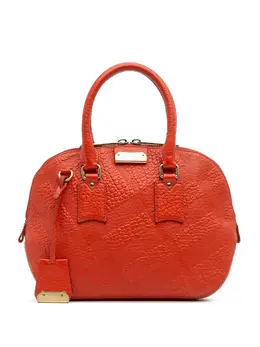 Burberry 2015-2025 Small Heritage Grain Check Embossed Leather Orchard Bowling Bag satchel 32547753