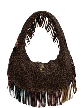 Kurt Geiger London Shoreditch leopard-print fringed shoulder bag 32456899