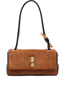 Small Marc Jacobs Suede Shoulder Bag - Model 30928752, Brown, Gold Tone Clasp Top Handle