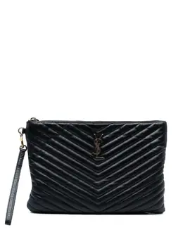 Saint Laurent 2018 Chevron Calfskin Monogram Zip A4 Pouch clutch bag 32523875