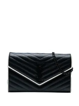 Saint Laurent 2016 Grain De Poudre Matelasse Chevron Monogram Chain Wallet crossbody bag 32523705