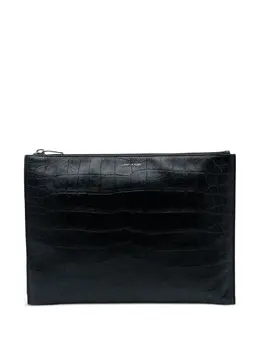 Saint Laurent 2016 Crocodile Embossed Leather Zipped Tablet Holder clutch bag 32523874