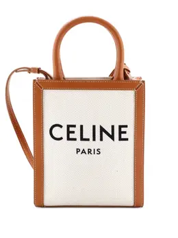 Celine Vertical Cabas Canvas with Leather Mini tote bag 32525326