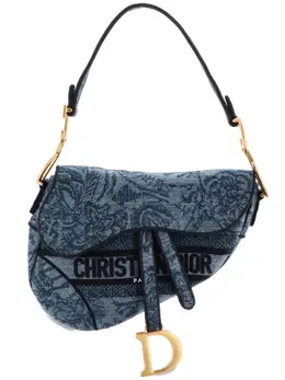 Christian Dior Saddle Bag Logo Embroidered Denim Medium shoulder bag 32536776