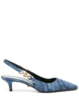 Versace 40mm Barocco-print denim pumps 22100573