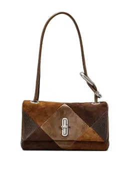 Marc Jacobs Mini The Dual Shoulder Bag, Article 30928726: Brown suede, patchwork design, shoulder strap with top handle closure