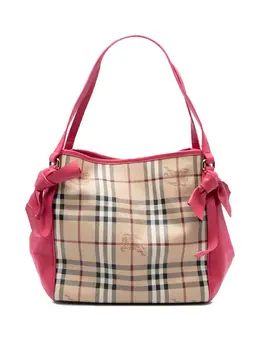 Burberry 2000-2017 Small Leather Trimmed Haymarket Check Coated Canvas Canterbury Bow tote bag 32498089
