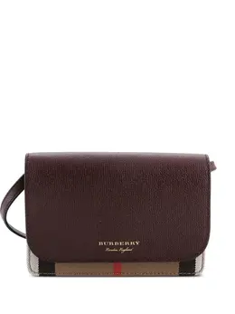 Burberry Hampshire Wallet on Chain Leather and House Check Canvas crossbody bag 32451586