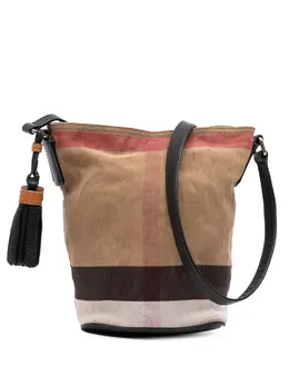 Burberry 2000-2017 Mini Mega Check Canvas Ashby Tassel bucket bag 32210453