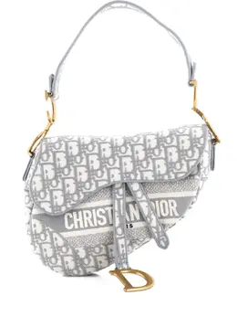 Christian Dior Saddle Handbag Logo Embroidered Oblique Canvas Medium shoulder bag 32508914