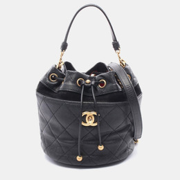Chanel Matelasse Mini Bucket Shoulder Bag In Grained Calfskin Caviar Black 1240040