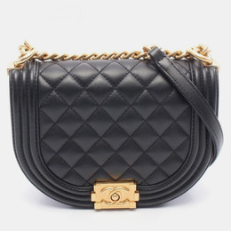 Chanel Boy Chanel Shoulder Bag Lambskin Leather Black 1239996