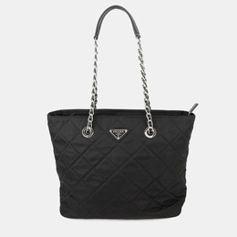 Prada Quilted Chaintote Bag Black Nylon 1238097