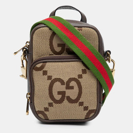 Gucci Beige Brown Micro Jumbo GG Canvas Web Top Handle Bag 1237672