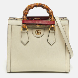 Gucci Off White Leather Small Bamboo Diana Tote 1237734