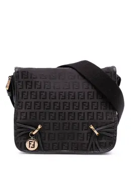 Fendi 2000-2010 Small Zucchino Canvas F Charm crossbody bag 31460294