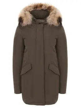 WOOLRICH: Пуховик цвета хаки 