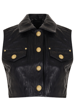 BALMAIN: Кожаный жилет 