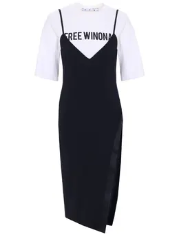 OFF-WHITE: Комбинированное платье 
