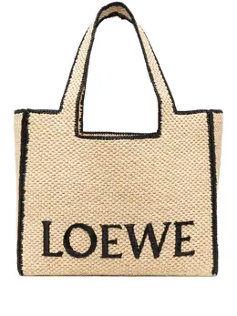 Loewe logo-lettering raffia tote bag 20031764
