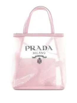 Prada Logo Open Sequined Mesh Small tote bag 32552124